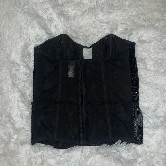 Victoria secret Corset Style Black Velvet Velour Strapless Lingerie Small - Picture 3 of 4